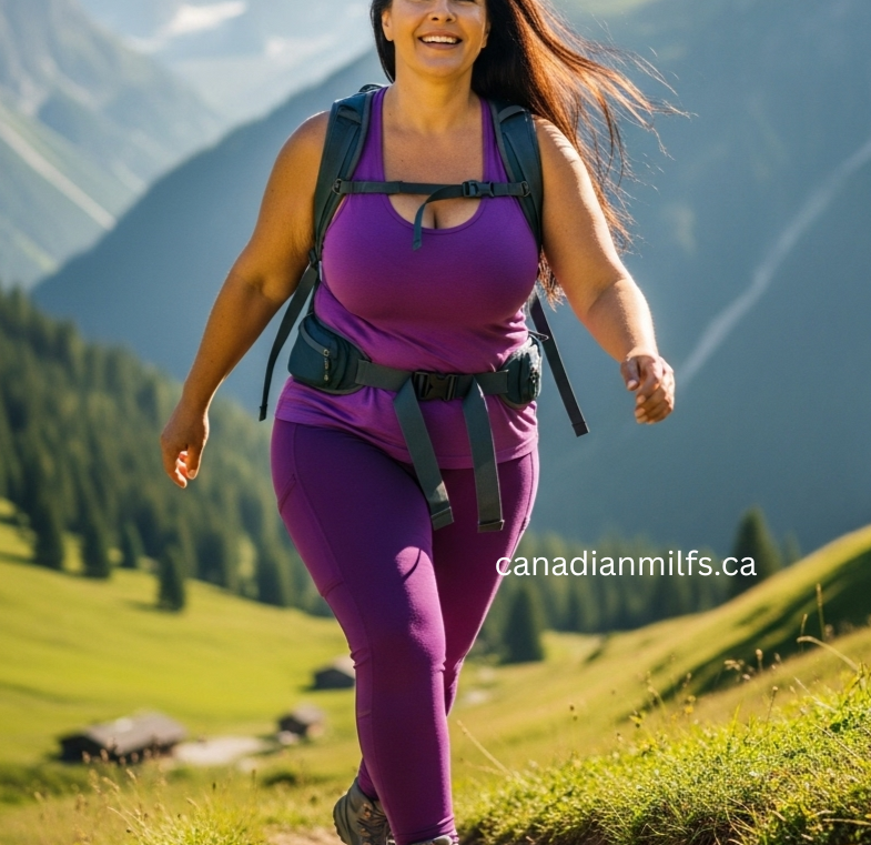 Canadian MILF doing hiking in the mountains